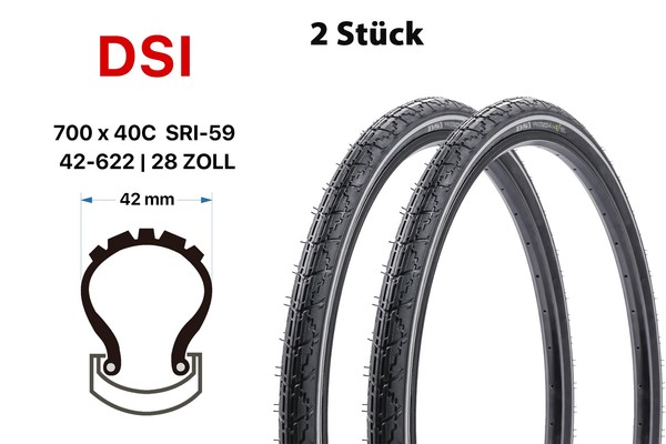 2 StüCk Reifen E-Tiger 28X1.60 E-Bike Cityrad 42-622 Decke Pannenschutz Reflex-image