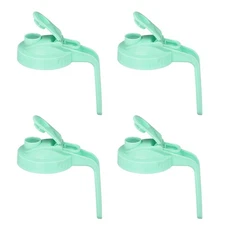 4 Pcs Mason Jar Pour Spout Lids with Handle 86mm Flip Cap Green(150mm Height)
