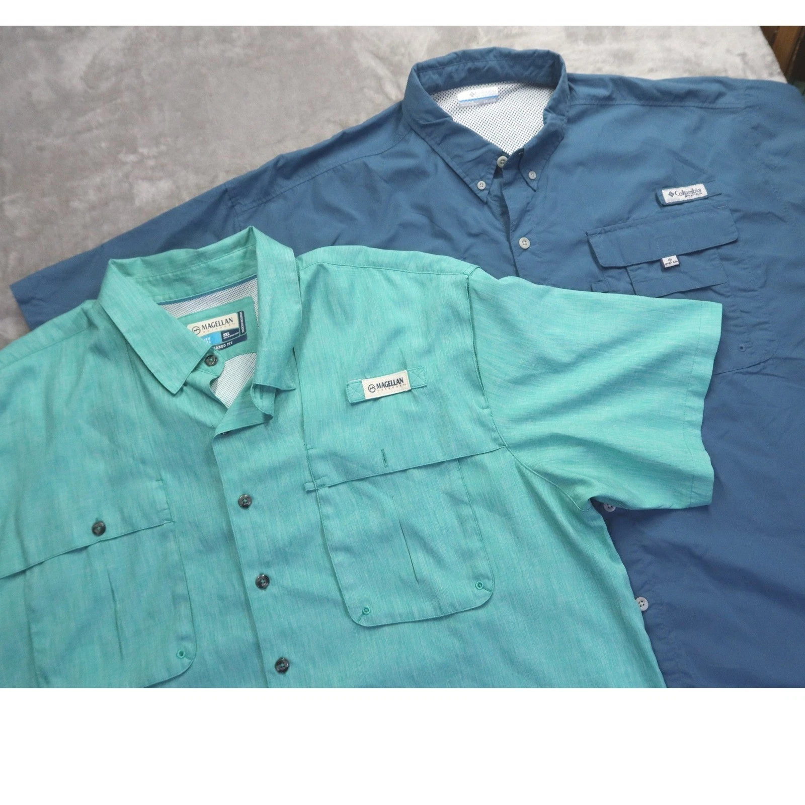 Lot of 2 Men's Magellan Aransas Pass & Columbia PFG Fishing Shirts 2XL