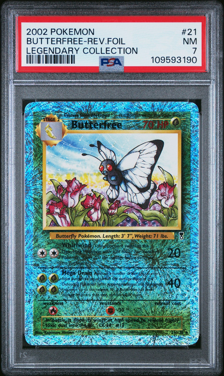 2002 POKEMON LEGENDARY COLLECTION #21 BUTTERFREE-REVERSE FOIL PSA 7