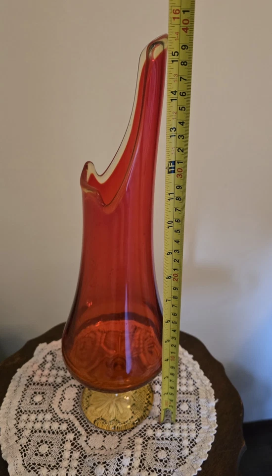 Jarrón oscilante vintage MCM. Naranja/Rojo. Hermoso brillo. Foto 4 de 4