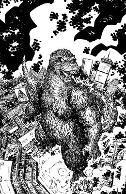 Godzilla Vs. America: Boston 1:25 Lonergan B&W Variant