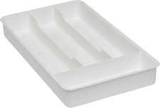Small Cutlery, Utensil, Silverware Kitchen Drawer Organizer Tray, White