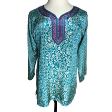 Maple Clothing Indian Kurti Tunic Sz 40 L Turquoise Purple Pink, Made in India