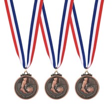3 Pcs 2" Metal Award Medals for Sports, Brown Football Style 
