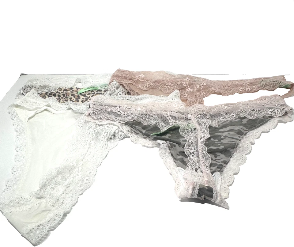 Honeydew Intimates Aiden Thong 4-Pack Lace Trim Camo Leopard Neutral Large L - Image 4 of 4