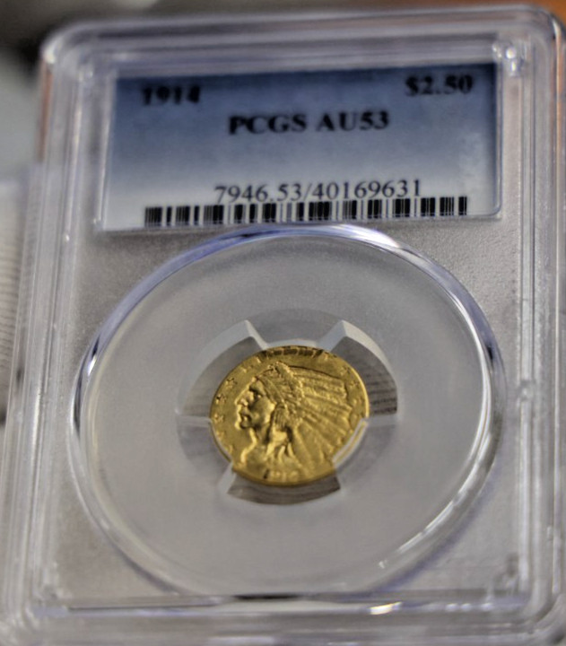 1914 US 2 1/2 Indian Gold Piece PCGS AU53
