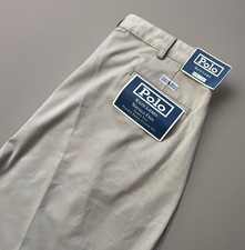 VINTAGE Polo Ralph Lauren Men's 40X30 Andrew Pleated Chino Pants Khaki Cotton