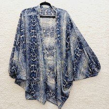 Kimono Blue Snake Swim Cover Up Mob Wife Sheer Edgy Indie Whimsycore Y2K Blouse