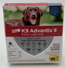 Elanco K9 Advantix II for Extra Large Dogs Over 55lbs 4 Monthly Dose 4103