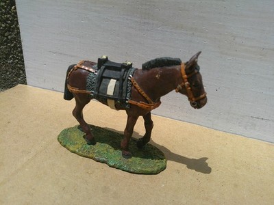 Lineol, supply pack mule donkey, well painted 70mm plastic