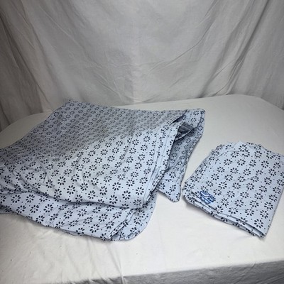 L.L. Bean Percale Bedding Duvet Cover 100% Cotton Sz Queen + 2 Cases Monogram