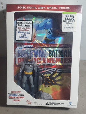SUPERMAN BATMAN PUBLIC ENEMIES DIGITAL COPY DVD BEST BUY w/ BATMAN FIGURE DC 