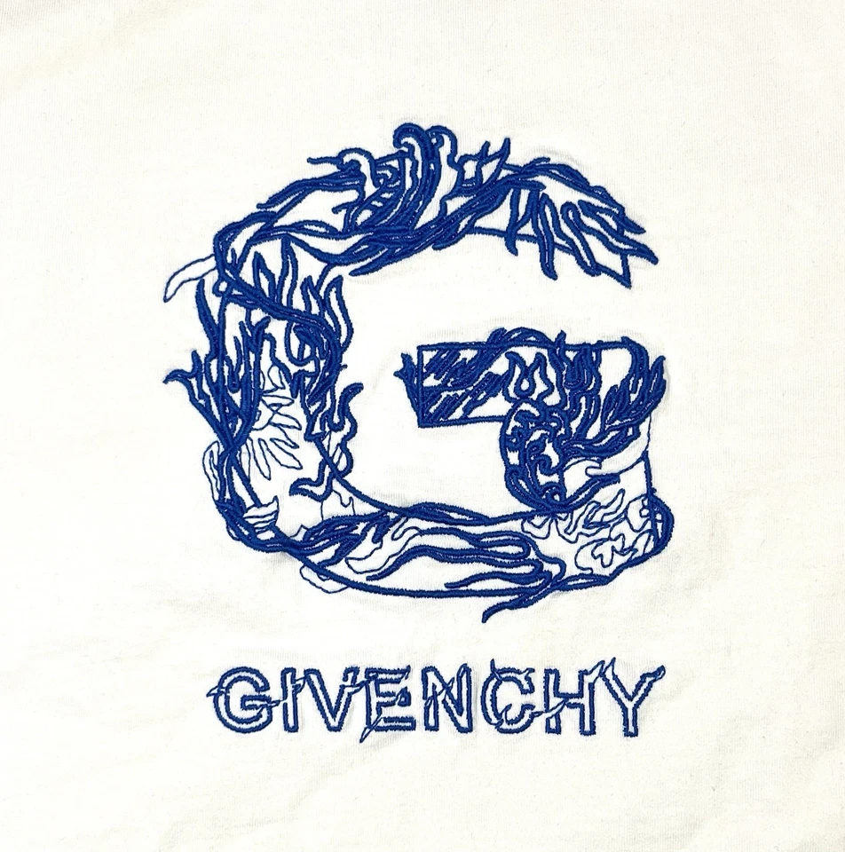 Camiseta para hombre Givenchy bordada azul G calce ajustado talla pequeña 100 % algodón Foto 2 de 4
