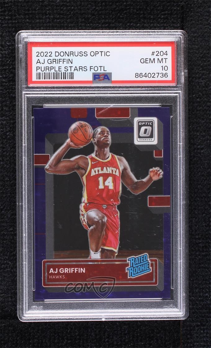 2022 Donruss Optic FOTL Purple Stars Prizm 5/17 AJ Griffin PSA 10 Rookie RC j8o