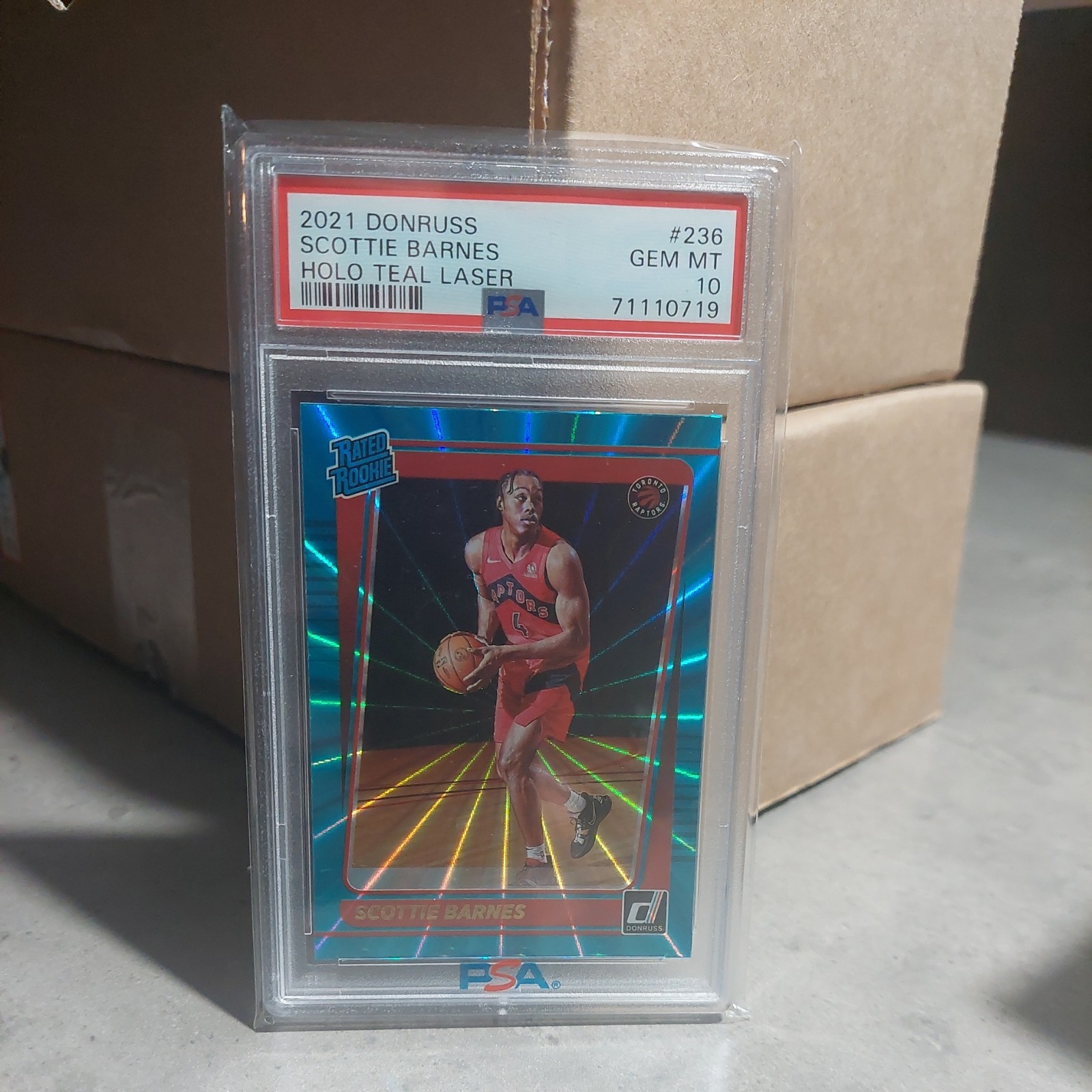 2021-22 PANINI DONRUSS Scottie Barnes TEAL LASER RC 468 PSA 10