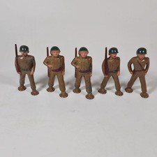 Lot Of 5 Vintage Barclay Manoil Pod Foot Soldiers Cast Metal Toy