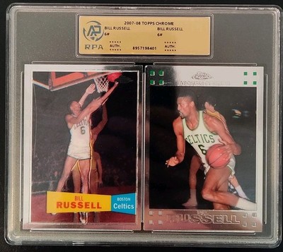 Bill Russell 2007-08 Topps Chrome #6 Base, 1957 RPA Authentic Boston Celtics HOF