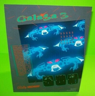 Galaga 3 Arcade FLYER Original Bally Midway 1984 Video Game RARE Space Age Art
