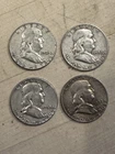 4 Franklin Half Dollar 1954 D, 1963 D, 1952, 1954 Free Ship CONUS