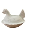 Vintage White Milk Glass Hen On Nest Covered Dish Beaded Rim Chicken 7.5”