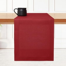 D'Moksha Homes Linen Red Table Runner 36 Inches - 100 Pure Linen Small Table Ru