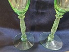 Vintage 2 Tiffin Glass Arcadian Etch  All Green Water Globets, 8 1/4 in , EUC — photo 4
