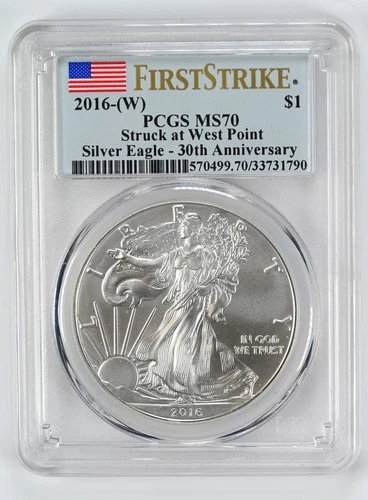 2016-W Silver American Eagle PCGS MS70 30th Anniversary First Strike 1oz $1