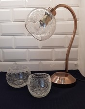 Table Lamp Antique Copper Effect with Crackle Glass and Matching Candle holders