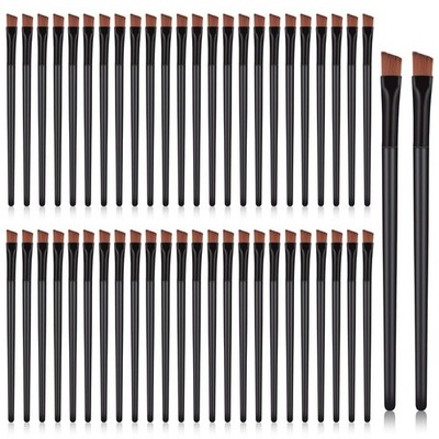 50 Pieces Angled Eyebrow Brushes Tint Brush Flat Tapered Black