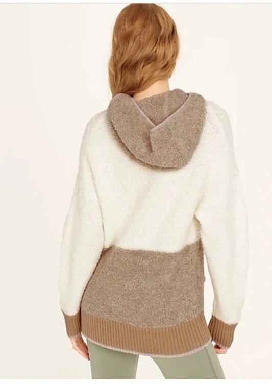 OFF WHITE *NUOVO CON ETICHETTE* J. Felpa con cappuccio maglione Crew Colorblock in moka avorio taglia S M