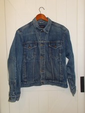 VTG Calvin Klein Denim Trucker Blue Jean Jacket Size L Coat 100 Cotton