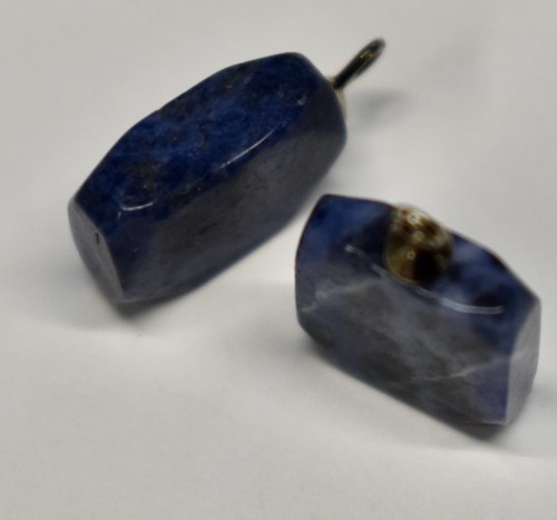 SODALITE PENDANTS (2) SILVERTONE HARDWARE *FOR EARRINGS * 11mm X 13mm * NICE - Picture 2 of 2