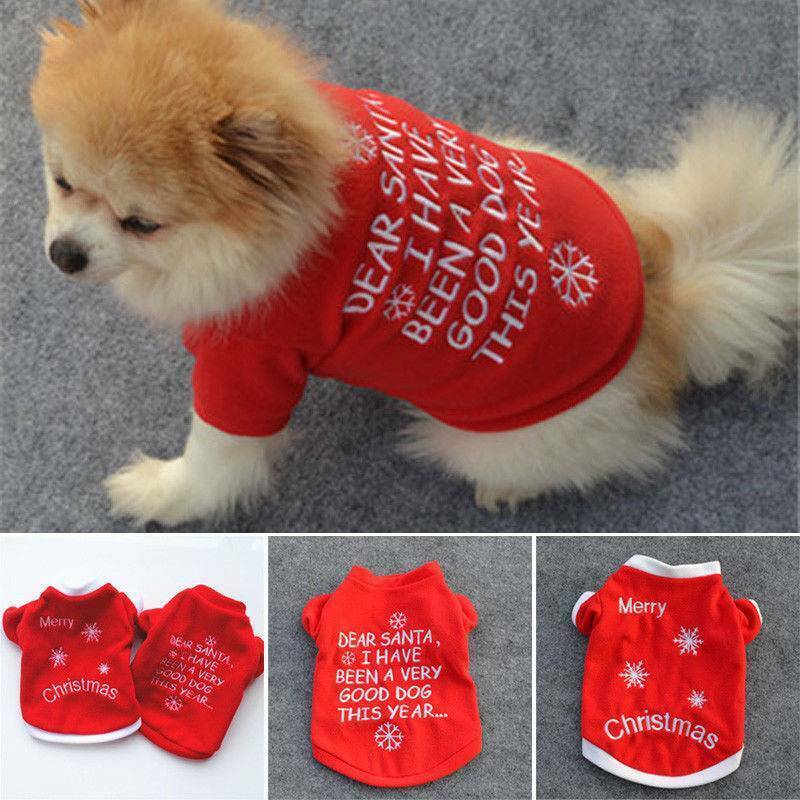 Pet Christmas Clothes Puppy Small Dogs Jumper Chihuahua Cats Tshirt Outfit eBay