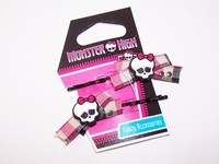 2X Haarklemmen Monster High Rot, Weiß, Schwarz- Totenkopf Haarnadeln Solida