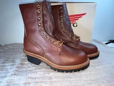 NOS Red Wing Men’s 618 Burgundy Leather Logger Boot Soft Toe Multiple size