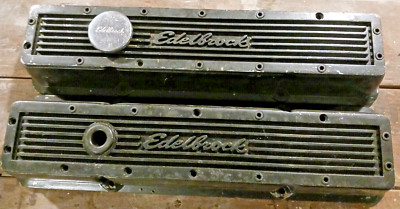 EDELBROCK ELITE SBC SHORT FINNED ALUMINUM VALVE COVERS + BREATHER