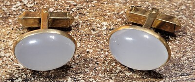 Vintage Anson USA Ice  Lucite? Cabochon Gold Tone Cufflinks Business Style