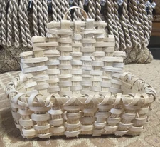 tiny handmade hanging basket 3 1/2"T x 4"x 2 1/8" collectable unique