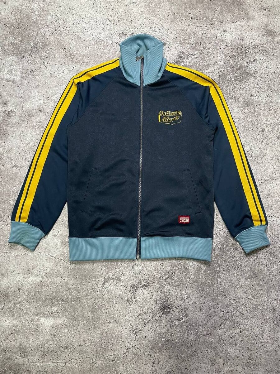 Vintage Onitsuka Tiger Track Jacket Retro Navy Yellow Full Vintage Onitsuka Tiger Track Jacket Retro Navy Yellow Full