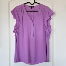 Notations Top Womens PXL Light Purple Cap Sleeve Ruffles Shirt Blouse 
