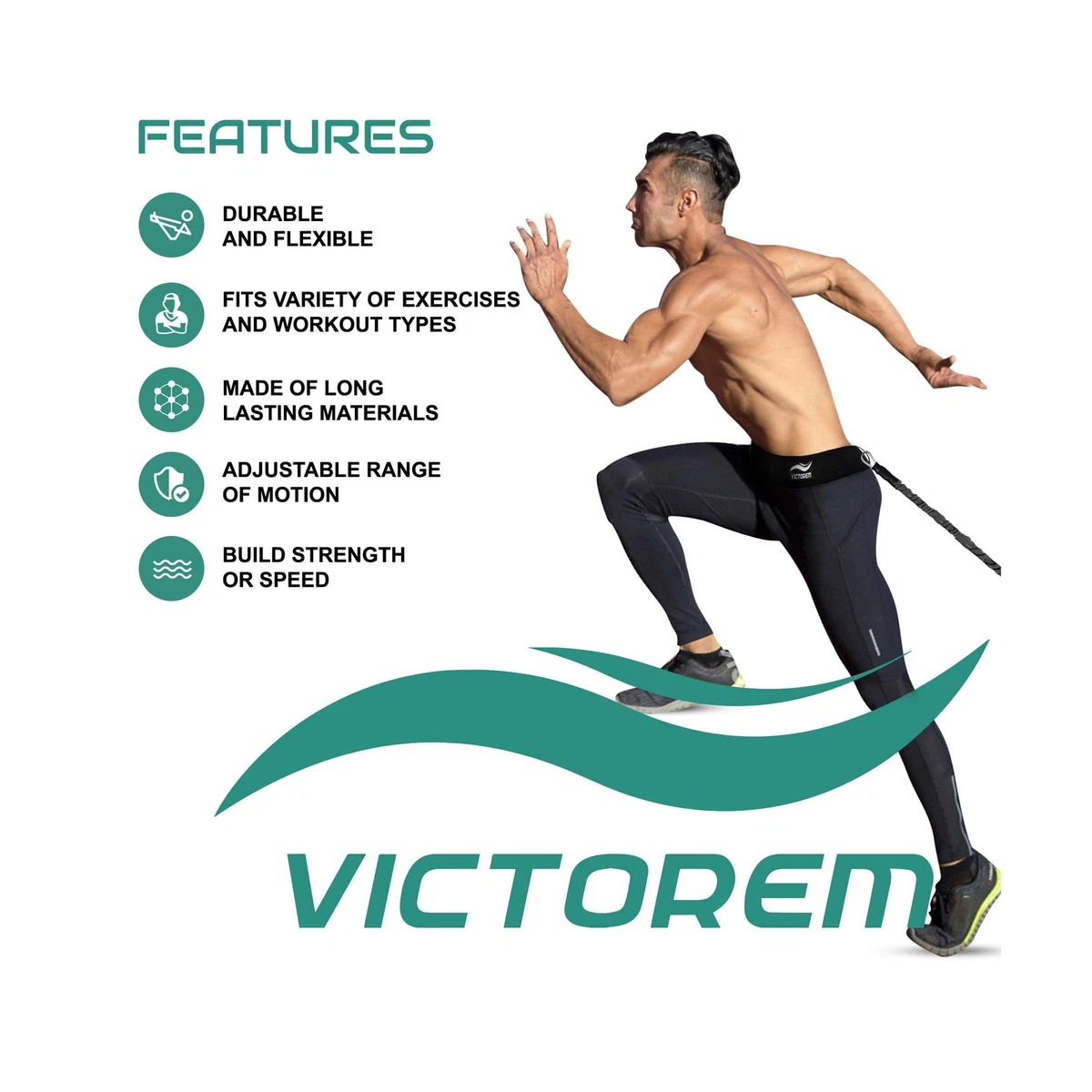 Victorem Strength 80 Lb Resistance Running Training Bungee Band