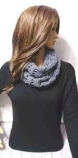 crochet womans handmade boho scarf cowl infinity gray double wrapped