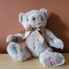 FAO Schwarz Sitting Brown Teddy Bear Polka Dot Bow Stuffed Animal Plush Toy Gift