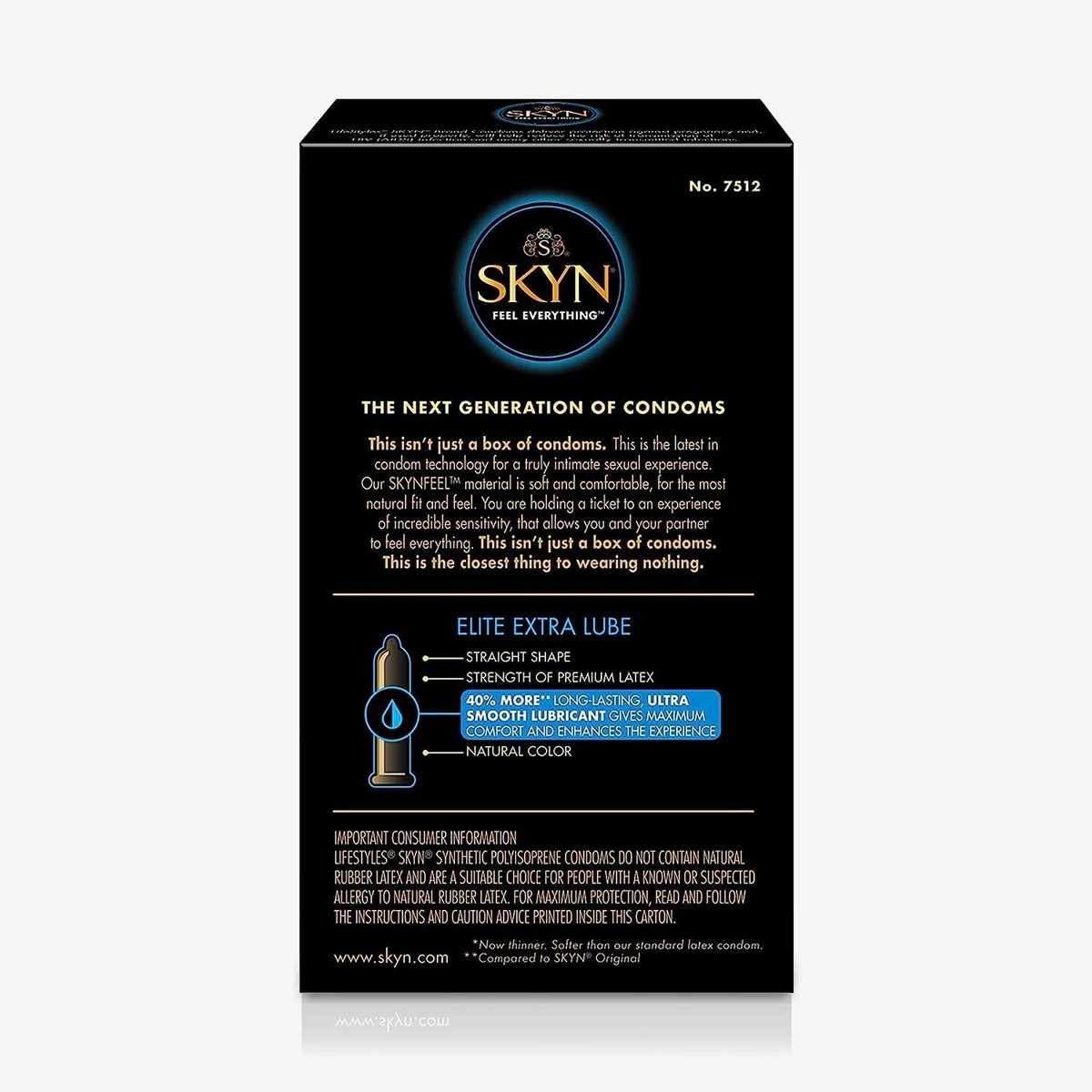 SKYN Elite Extra Lube Ultra-Thin Lubricated Latex-Free Condoms, 12 Count