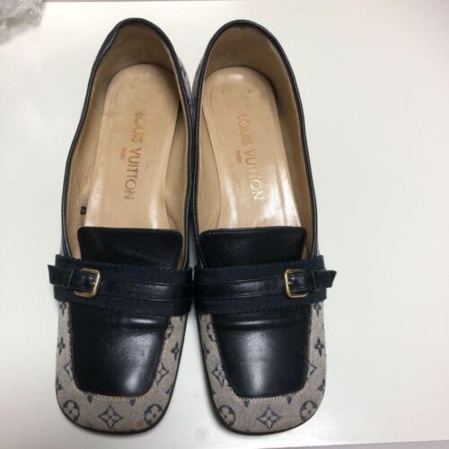 LOUIS VUITTON Flat Shoes Pumps Loafers Women Gray Size36 US6 NoBox Monogram - Picture 1 of 24