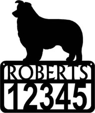Border Collie Personalized Dog Sign with Name  House Numbers - Made in USA