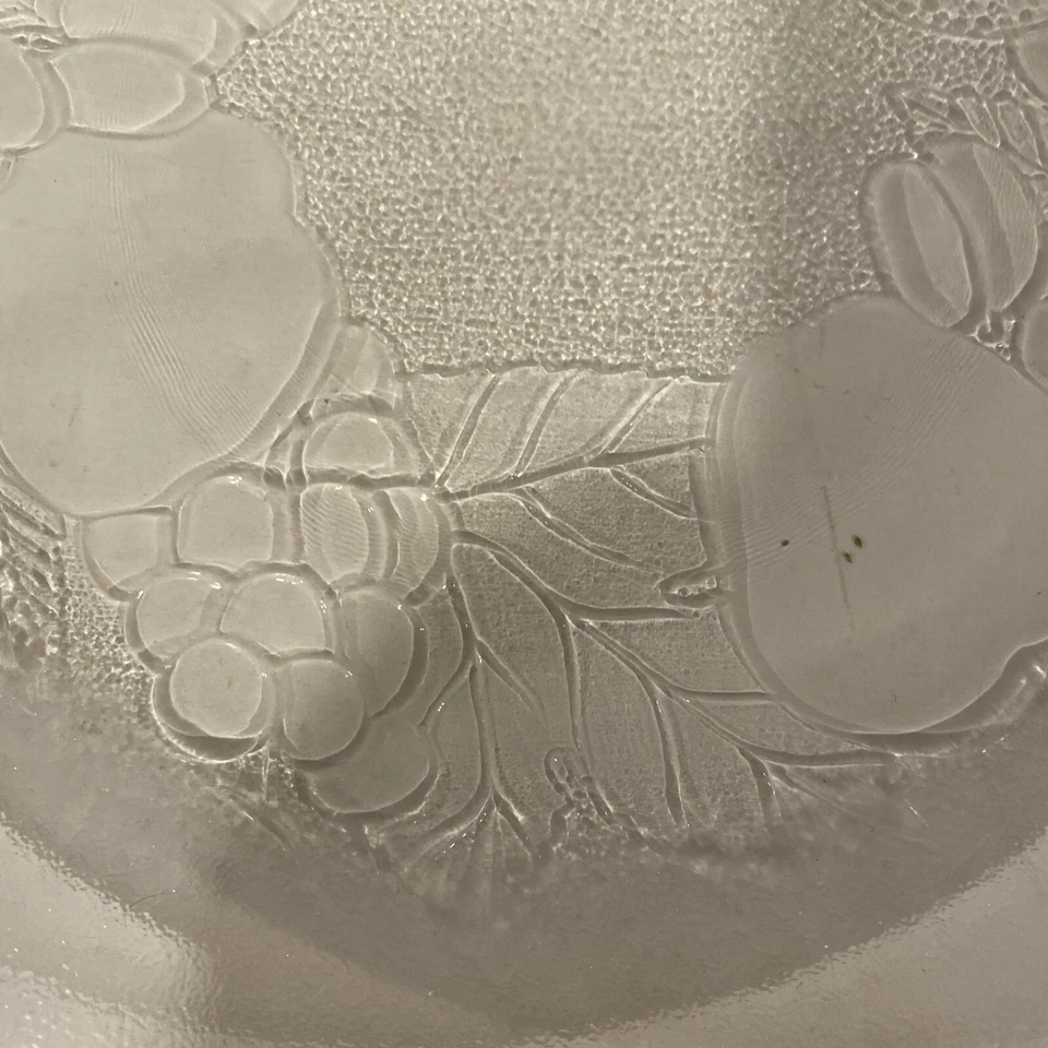 "4 platos de fruta de vidrio esmerilado/claro vintage de 10,75"" de ancho sin arañazos hermosos". Foto 3 de 4