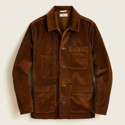 NEW MEN'S XS J CREW WALLACE BARNES CORDUROY CHORE JACKET ROASTED