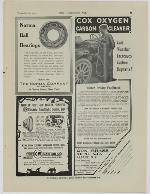 1913 Cox Brass Mfg. Co. Ad: Oxygen Carbon Cleaner - Albany, New York